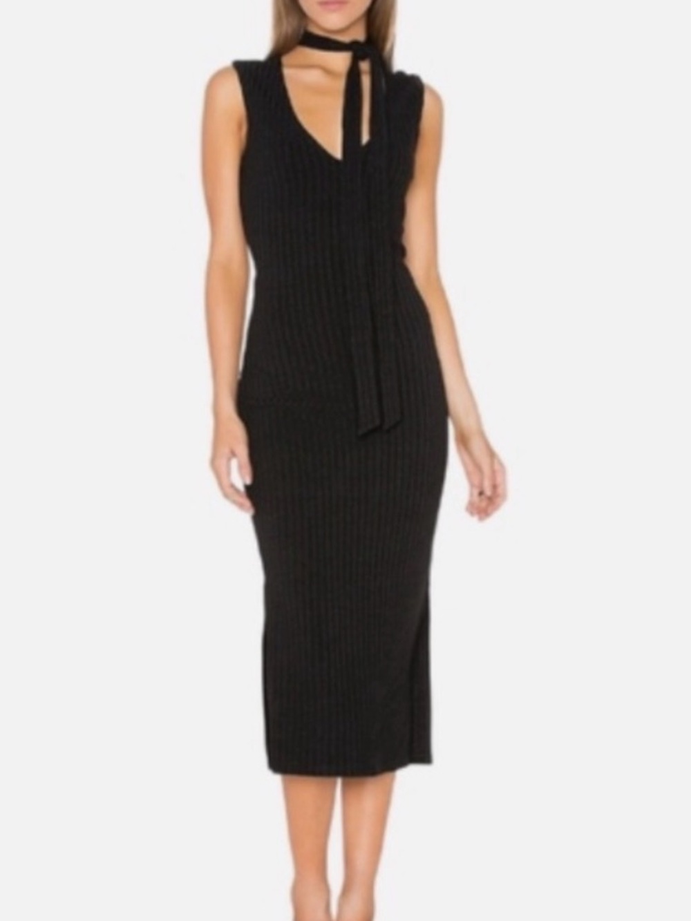 Bardot Anthropologie Sonia Black ribbed Dress sz 8